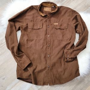 North River Buckle Brown Microsuede Long Sleeve Button Shirt Men's Size M